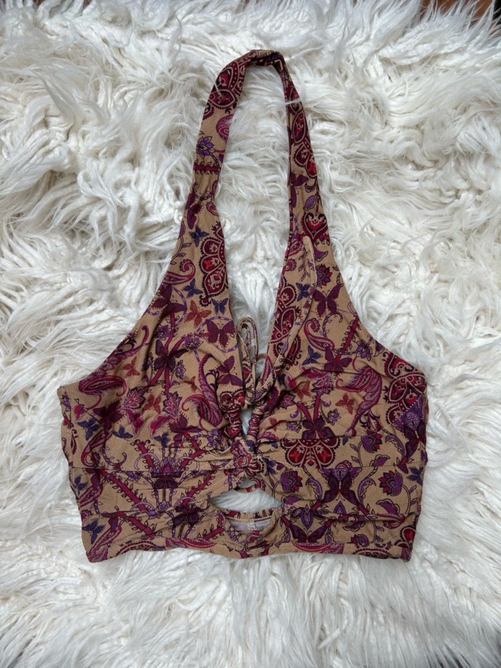 Antia Crop Top - Tan Paisley